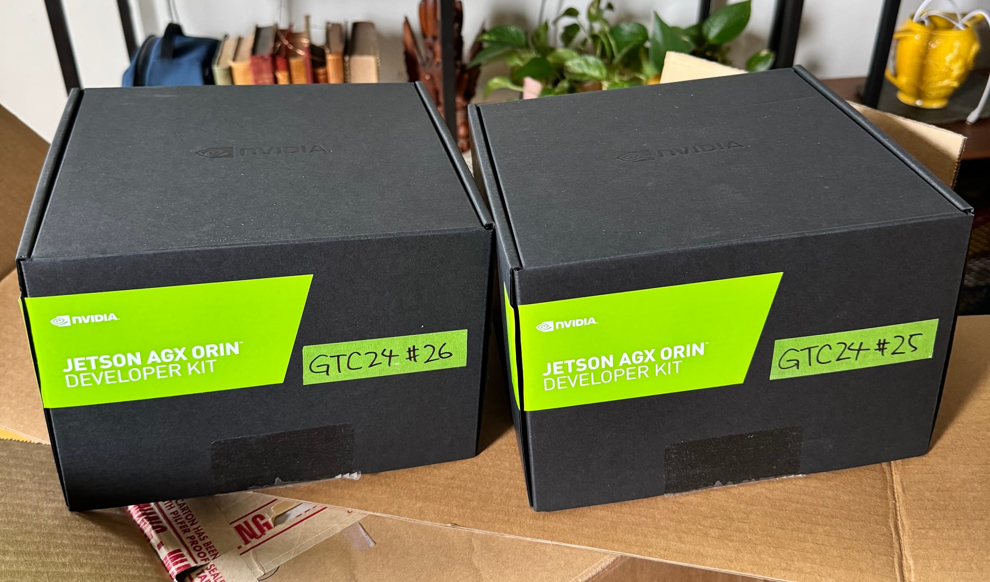 Photo of two Jetson AGX Orin developer kits.